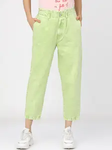 Tokyo Talkies Women Green High-Rise Stretchable Jeans