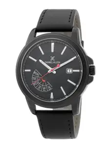 Daniel Klein Men Black Dial & Black Leather Straps Analogue Watch DK.1.12359-5