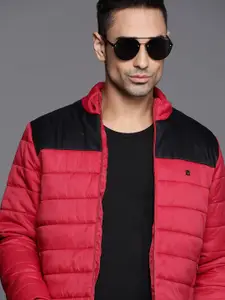 Louis Philippe Sport Men Red & Black Solid Padded Jacket