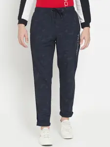 Octave Men Navy Blue Solid Cotton Track Pants
