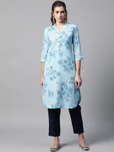 Rangriti Women Blue Ethnic Motifs Printed Kurta