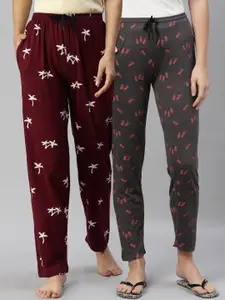 Kryptic Women Pack of 2 100% Cotton Printed Lounge Pants