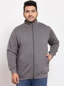 plusS Men Charcoal Grey Solid Sweatshirt