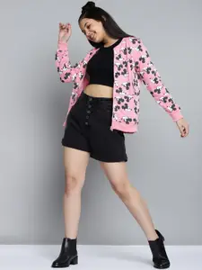 Kook N Keech Disney Teens Girls Pink & Black Mickey Mouse Print Sweatshirt