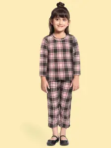 CrayonFlakes Girls Pink Checked Top with Trousers