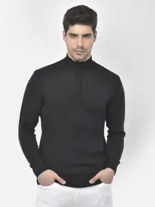 Richlook Men Navy Blue Cable Knit Pure Cotton Pullover