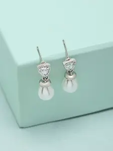 AMI Silver-Toned Contemporary Studs Earrings