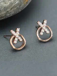 AMI Rose Gold Contemporary Studs Earrings