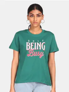 Flying Machine Women Green Printed T-shirt