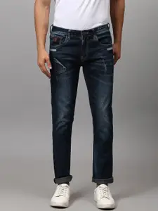 Campus Sutra Men Navy Blue Slim Fit Low Distress Light Fade Stretchable Jeans