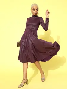 SASSAFRAS Women Purple Solid Dress