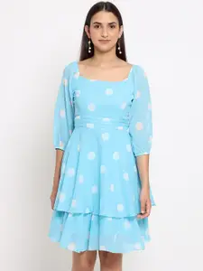 MARC LOUIS Blue & White Layered Georgette Dress