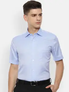 Louis Philippe Men Blue Textured Formal Shirt