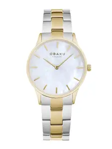 Obaku Women White Mother of Pearl Dial & Silver Toned Straps Analogue Watch V247LXGWSF