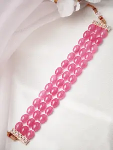 Rubans Pink & Gold-Toned Choker Necklace