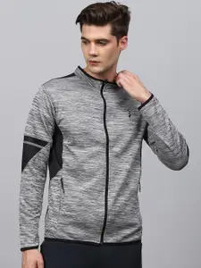 Campus Sutra Men Grey Windcheater Outdoor Sporty Jacket