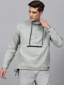 Campus Sutra Men Grey Windcheater Outdoor Sporty Jacket