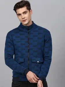 Campus Sutra Men Blue Windcheater Outdoor Bomber Jacket