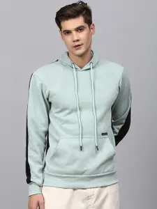 Campus Sutra Men Sea Green Hooded Sweatshirt