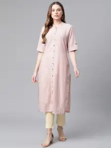 Rangriti Women Peach-Coloured Textured Cotton Kurta