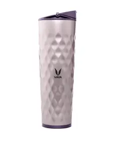 Vaya Unisex Purple & Silver-Toned Solid Stainless Steel BPA Free Water Bottle With Sipper 600 Ml