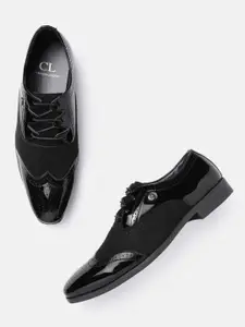 Carlton London Men Black Patent Finish Partywear Brogues