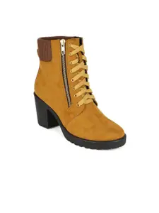 Bruno Manetti Camel Brown Suede Block Heeled Boots