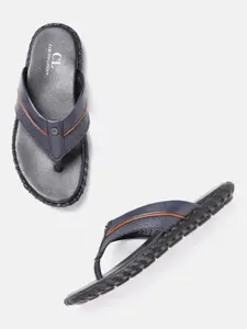 Carlton London Men Navy Blue Textured Comfort Sandals