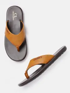 Carlton London Men Tan Brown Solid Comfort Sandals