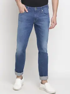 Wrangler Men Blue Slim Fit Low-Rise Low Distress Light Fade Stretchable Jeans