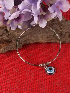 PENNY JEWELS Women Silver-Toned & Turquoise Blue Beaded Evil Eye Bracelet