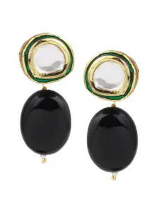 DUGRISTYLE Black Gold-Plated Contemporary Studs Earrings