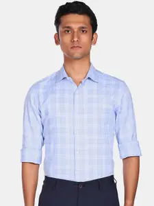 Arrow Men Blue & White Opaque Checked Pure Cotton Formal Shirt