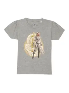 Marvel by Wear Your Mind Girls Grey Superhero Printed Pure Cotton T-shirt