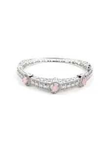 ODETTE Women Pink & Silver-Toned Bangle-Style Bracelet