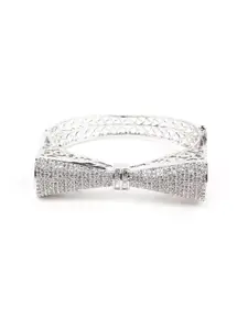 ODETTE Women Silver-Toned & White Bangle-Style Bracelet