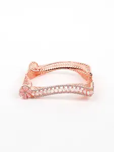 ODETTE Women Gold-Toned & Pink Stone Studded Bangle-Style Bracelet