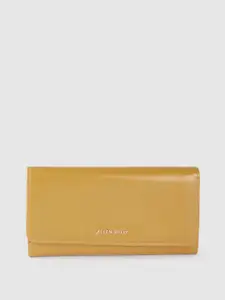 Allen Solly Women Mustard Yellow Solid Three Fold Wallet