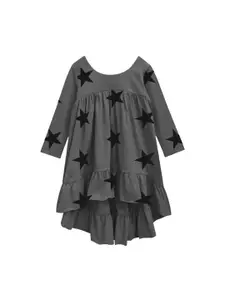 A.T.U.N. A T U N Charcoal & Black High-Low Dress with Flared Hem
