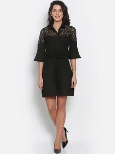 MARC LOUIS Black Georgette Mini Dress