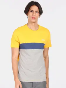 Aeropostale Men Yellow & Grey Colourblocked T-Shirt