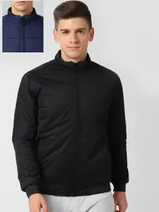 Peter England Casuals Men Black Reversible Bomber Jacket