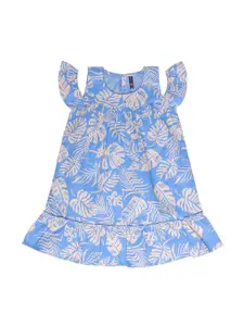 YK Blue Floral A-Line Dress