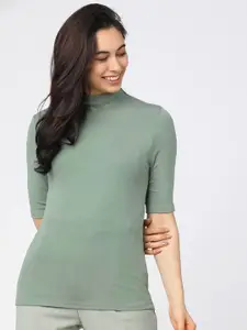 Tokyo Talkies Sage Green Fitted Top