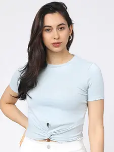Tokyo Talkies Blue Fitted Top