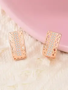 AMI Rose Gold-Plated & White Contemporary Studs