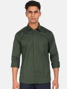 Arrow Sport Men Olive Green Solid Regular Fit Casual Shirt