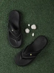 Carlton London Black Solid Comfort Sandals