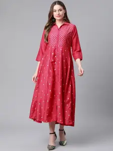 Rangriti Women Pink Ethnic Motifs Maxi Dress