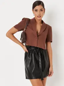 Missguided Women Black Faux Leather Paperbag Mini Skirt